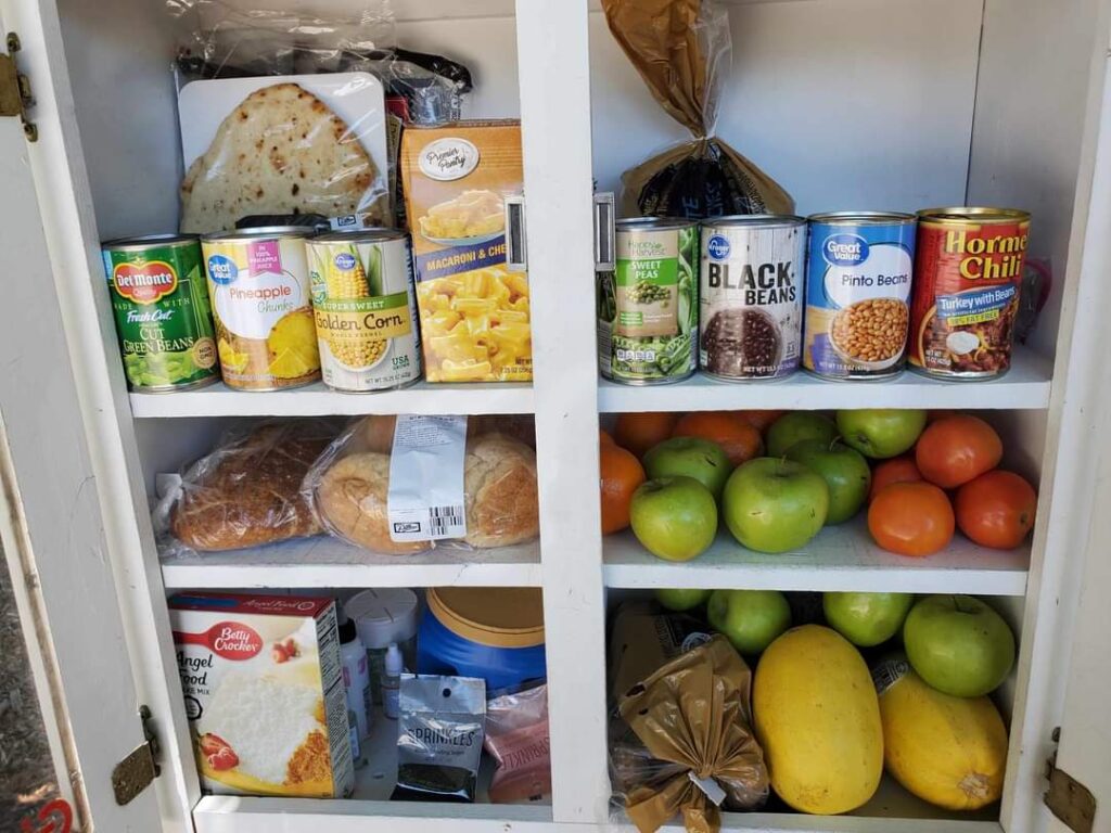 Blessing Box stockpiled with non-perishables and fresh produce